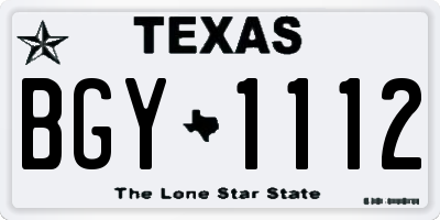 TX license plate BGY1112