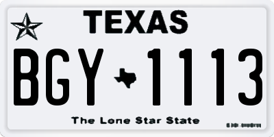 TX license plate BGY1113
