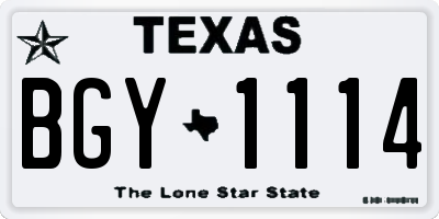 TX license plate BGY1114