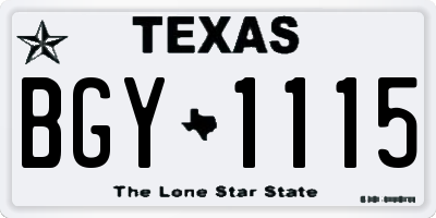 TX license plate BGY1115