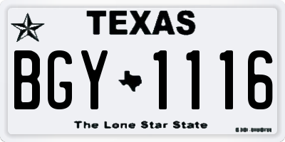 TX license plate BGY1116
