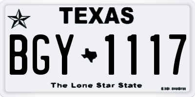 TX license plate BGY1117
