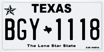 TX license plate BGY1118