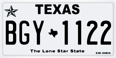 TX license plate BGY1122