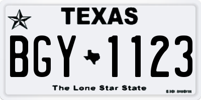 TX license plate BGY1123