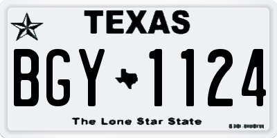 TX license plate BGY1124