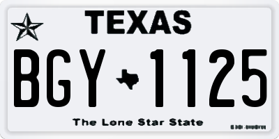 TX license plate BGY1125