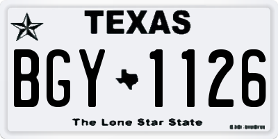 TX license plate BGY1126