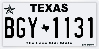TX license plate BGY1131