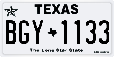 TX license plate BGY1133