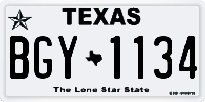 TX license plate BGY1134