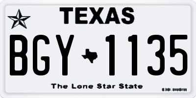 TX license plate BGY1135