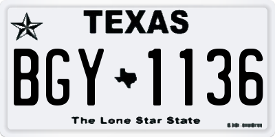 TX license plate BGY1136