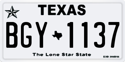 TX license plate BGY1137