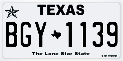 TX license plate BGY1139