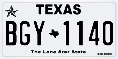 TX license plate BGY1140