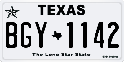 TX license plate BGY1142