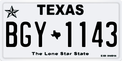 TX license plate BGY1143