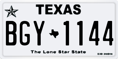 TX license plate BGY1144