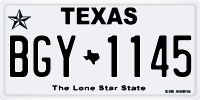 TX license plate BGY1145