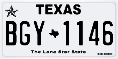 TX license plate BGY1146