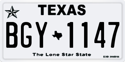 TX license plate BGY1147