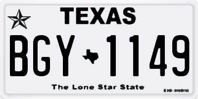 TX license plate BGY1149