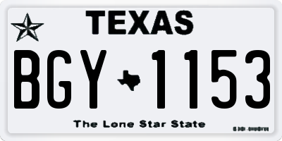TX license plate BGY1153