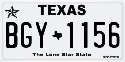 TX license plate BGY1156