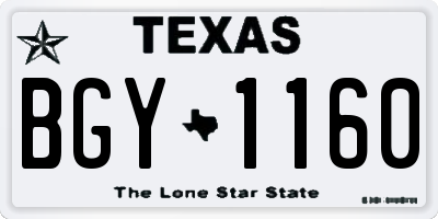 TX license plate BGY1160