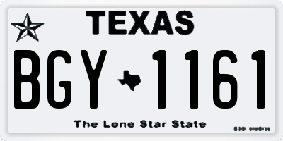 TX license plate BGY1161