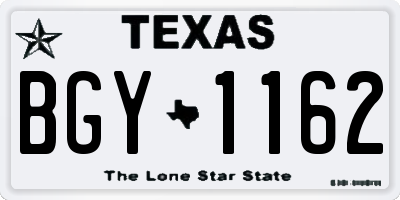 TX license plate BGY1162