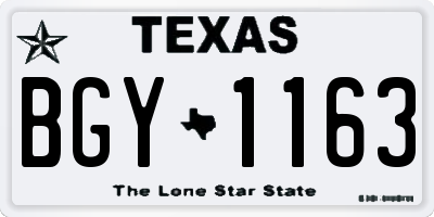TX license plate BGY1163