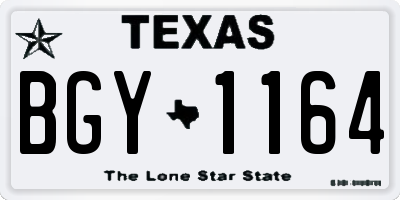 TX license plate BGY1164
