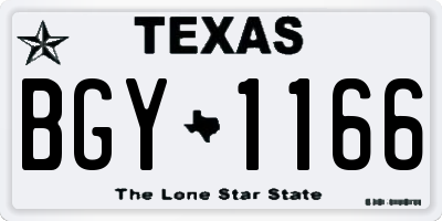 TX license plate BGY1166