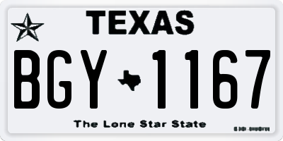 TX license plate BGY1167
