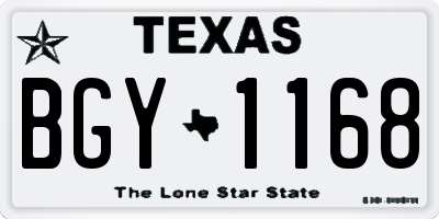 TX license plate BGY1168