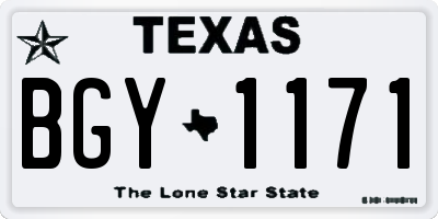 TX license plate BGY1171