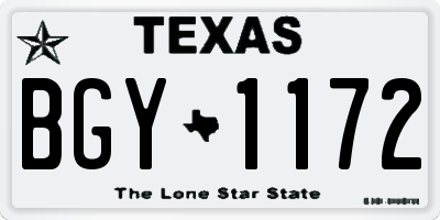 TX license plate BGY1172