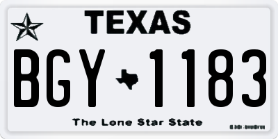 TX license plate BGY1183