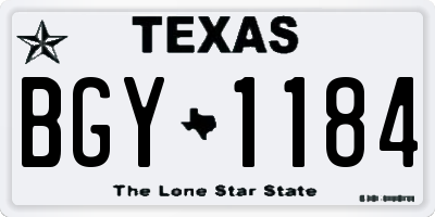 TX license plate BGY1184