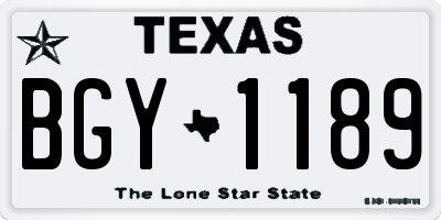 TX license plate BGY1189