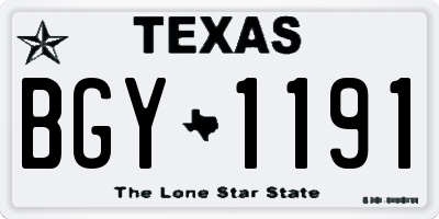 TX license plate BGY1191