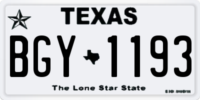 TX license plate BGY1193