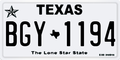 TX license plate BGY1194