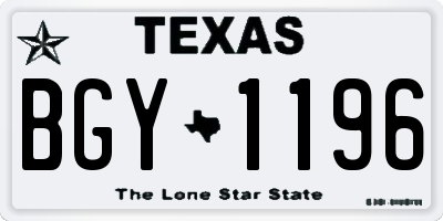 TX license plate BGY1196