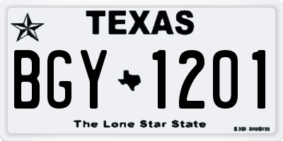 TX license plate BGY1201