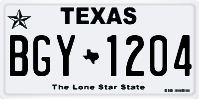 TX license plate BGY1204