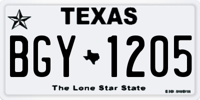 TX license plate BGY1205