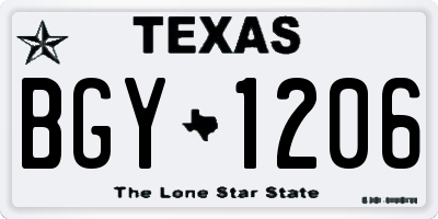 TX license plate BGY1206